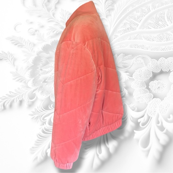 Woman Within Pink Quilted Velvet Puffer Jacket Size 22W - Picture 3 of 8